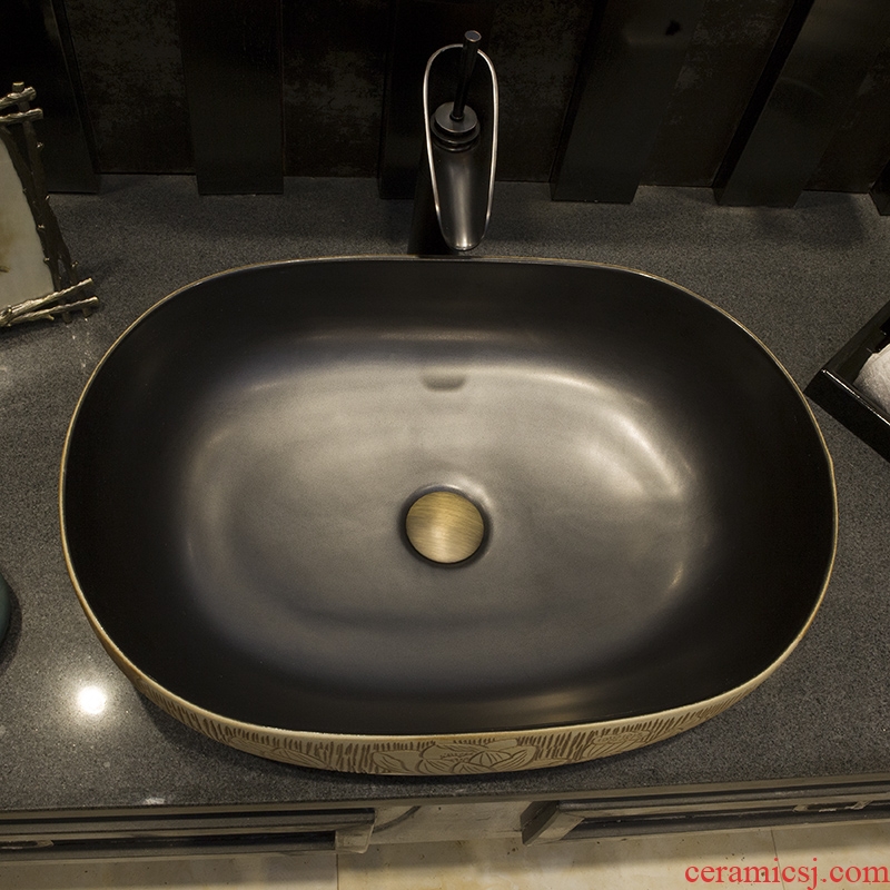Extra large oval basin of Chinese style on the stage on the ceramic art basin sink basin basin is the pool that wash a face basin that wash a face