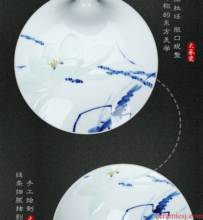 Shrimp boring LuYiGang hand - made porcelain of jingdezhen ceramics engraving lotus vase collection crafts are set