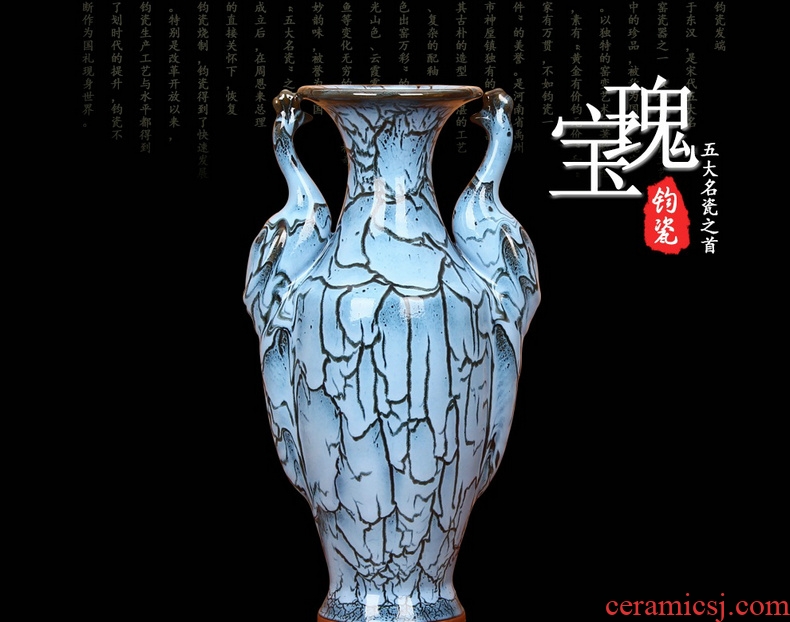 Jun porcelain of jingdezhen ceramic vase shamrock archaize up change ears peacock vase was Chinese style household furnishing articles