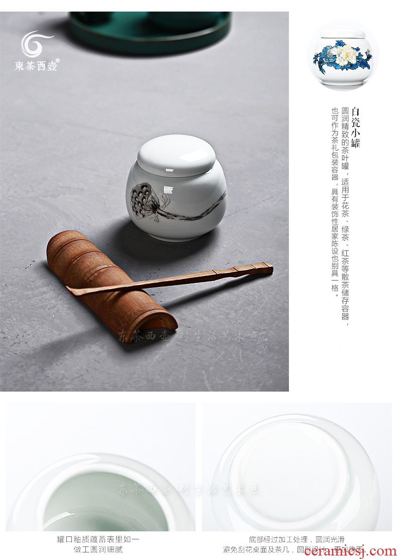 East west tea pot of ceramic portable caddy fixings small car receives cartridges pu - erh tea pot of thick, white porcelain pot