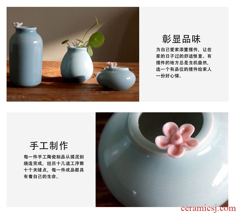 Jingdezhen ceramic creative floret bottle flower mini floral outraged Nordic home decoration copper flower pot grass in the plants