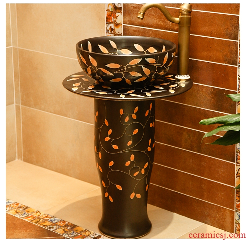 The small family small balcony pillar lavabo one - piece simple toilet ceramic lavatory basin basin