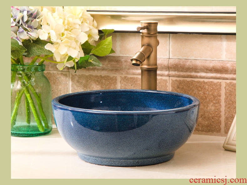 Ceramic small lavabo stage basin to small size circular art 35 cm sinks to restore ancient ways small household