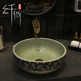 35 cm American art basin of small round ceramic basin that wash a face the pool that wash a face the stage basin sink creative Chinese northern Europe