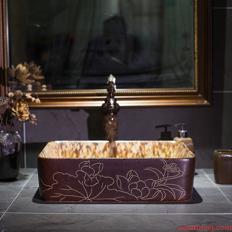 Jingdezhen up art basin on its European ceramic lavatory rectangular basin on the sink