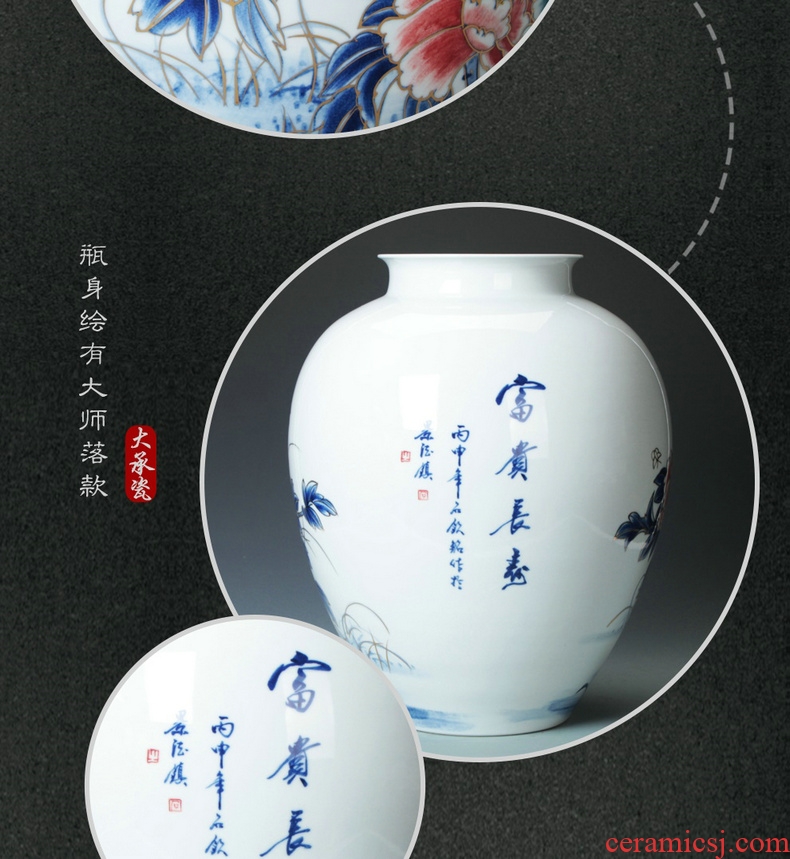 The see colour blue and white porcelain of jingdezhen ceramics vase golden phoenix vase old man birthday home decoration