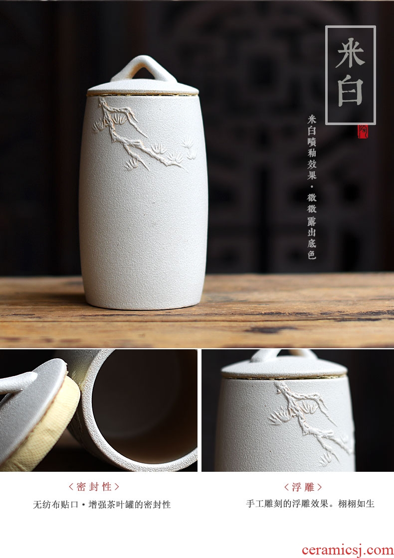 Tao fan coarse pottery caddy fixings ceramic large black tea tieguanyin tea accessories guest - the greeting pine bottle seal storage tanks