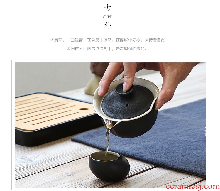 Quiet life Japanese black pottery teapot stone glaze thick black zen tao kung fu tea set hand grasp lid bowl of ceramics
