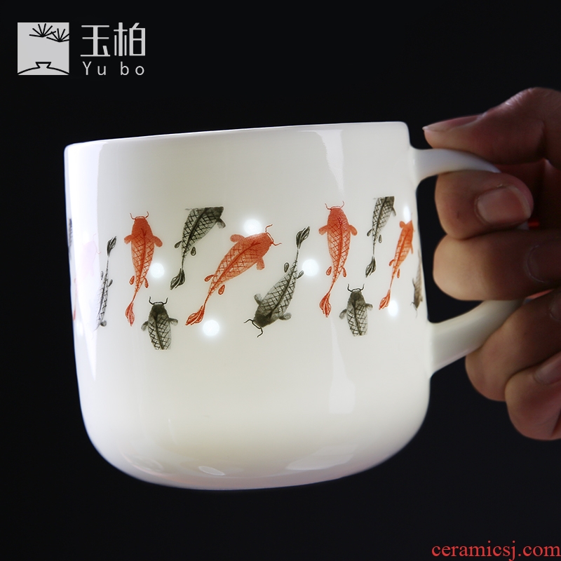 Exquisite jade cypress ceramic cup big filter cup brocade carp cup and Exquisite cups capacity office creative cup cup