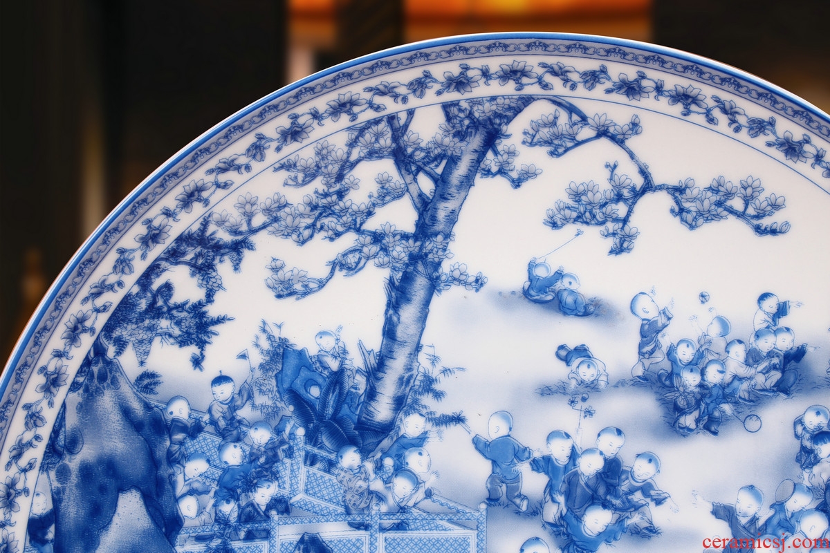 Jingdezhen blue and white ceramics the ancient philosophers figure the lad sit hang dish plate faceplate Chinese style household crafts