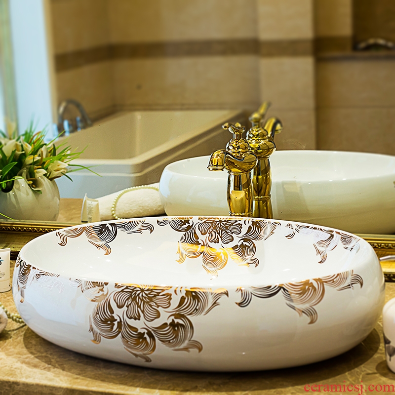 The oval art basin on its European creative household ceramic lavatory toilet lavabo water basin
