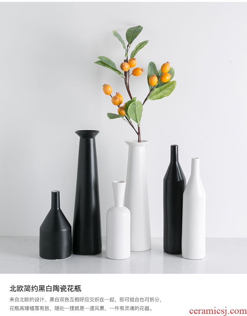 Creative Japanese vase Nordic decorative furnishing articles I and contracted, black and white ceramic dry flower vase sitting room porch flower arrangement