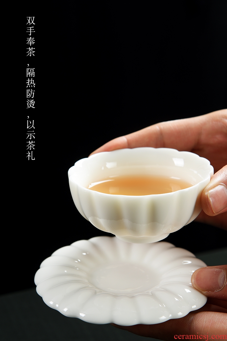 Talk of dehua white porcelain lotus petals CPU master cup single cup tea cups kung fu tea set of ceramic sample tea cup