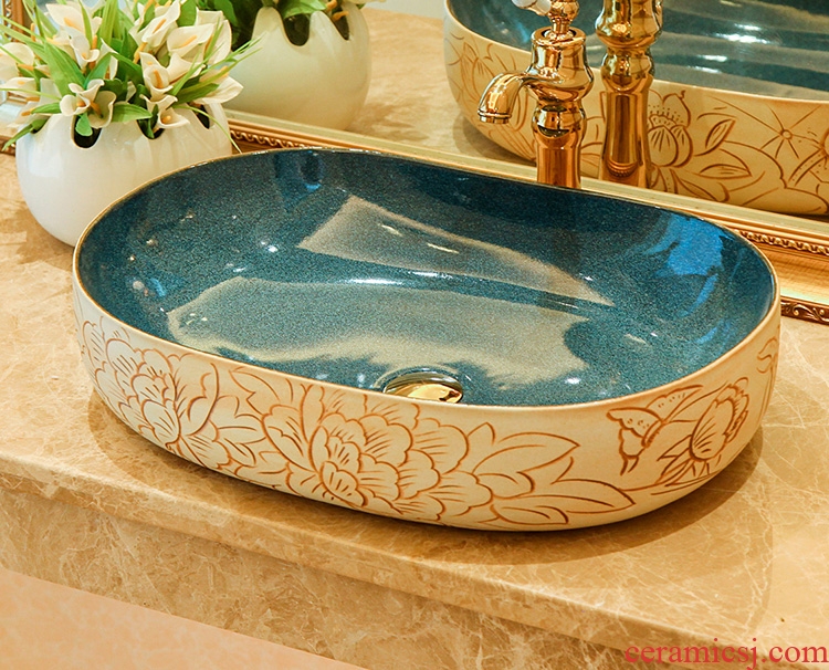 American retro stage basin basin oval toilet lavabo Mediterranean stage art ceramic wash basin