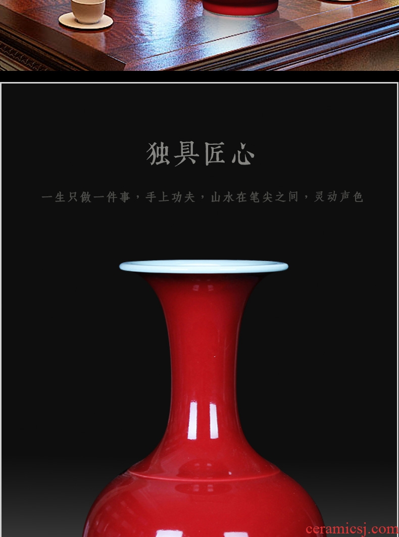 Jingdezhen ceramics classic Chinese red vase small Chinese rich ancient frame mesa adornment handicraft furnishing articles
