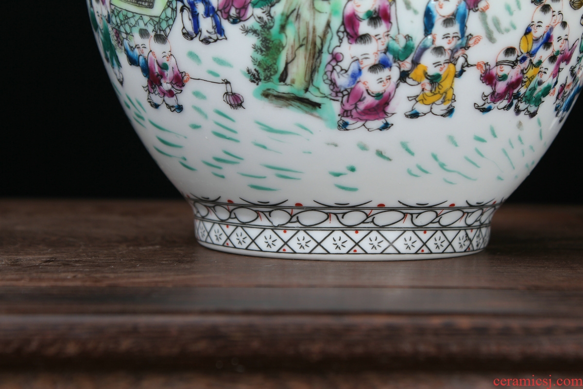 Jingdezhen ceramics vase high - grade hand - made pastel figure trumpet the general pot of classical Ming and the qing dynasties, the ancient philosophers arts and crafts