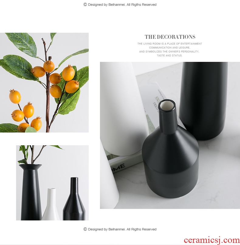 Creative Japanese vase Nordic decorative furnishing articles I and contracted, black and white ceramic dry flower vase sitting room porch flower arrangement