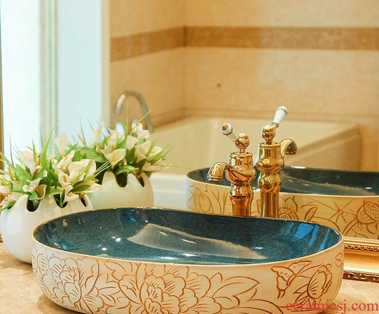American retro stage basin basin oval toilet lavabo Mediterranean stage art ceramic wash basin