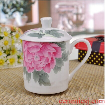 Jingdezhen ceramic cups ipads porcelain cup with cover office cup household individual cups cup 500 ml water