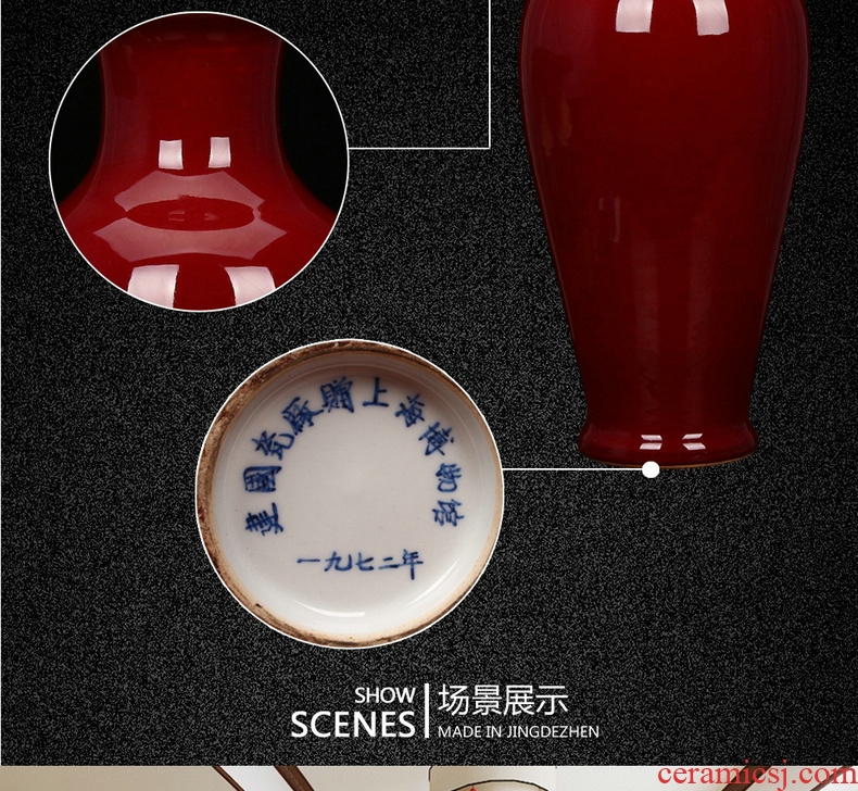 Jingdezhen porcelain factory factory goods color glaze ceramic vases, the founding of the red goddess of mercy bottle collection of modern arts and crafts