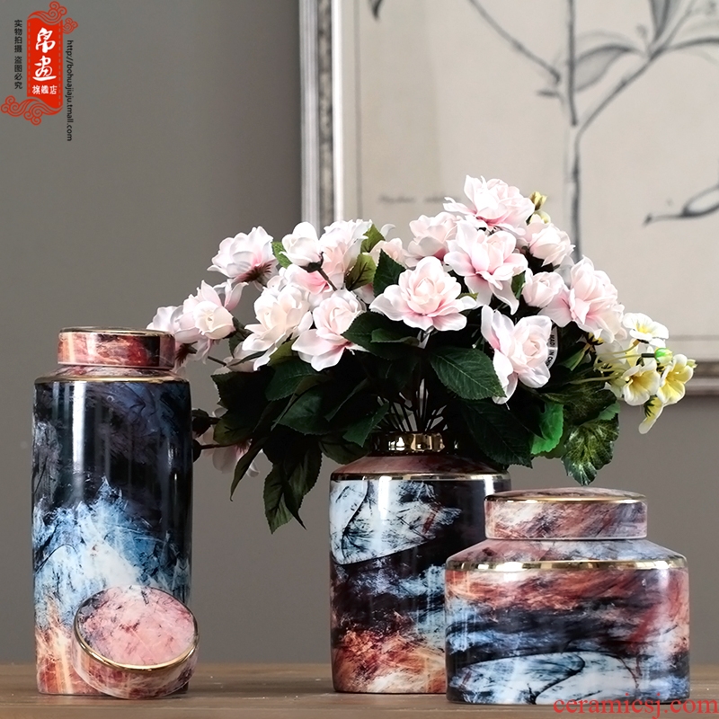 I and contracted American retro creative painting home TV ark, porch ceramic flower arranging soft adornment porcelain pot