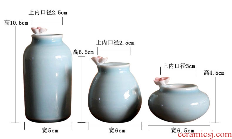 Jingdezhen ceramic creative floret bottle flower mini floral outraged Nordic home decoration copper flower pot grass in the plants