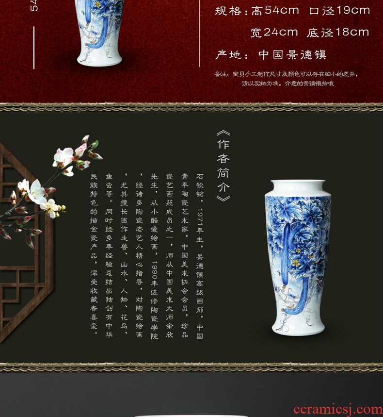 The see colour blue and white porcelain of jingdezhen ceramics vase longevity figure vase old man birthday gift furnishing articles of handicraft