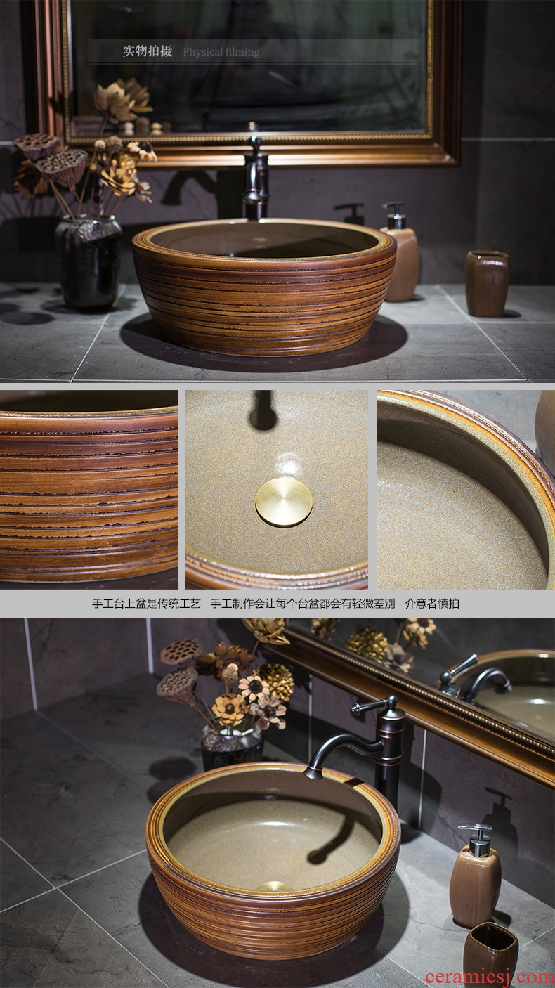 Ceramic toilet lavabo stage basin round art wood marble sinks contracted household restoring ancient ways