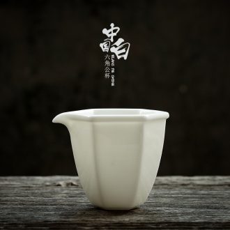 JiaXin dehua white porcelain hexagonal tea tea tea accessories ceramics points tea tea fair keller