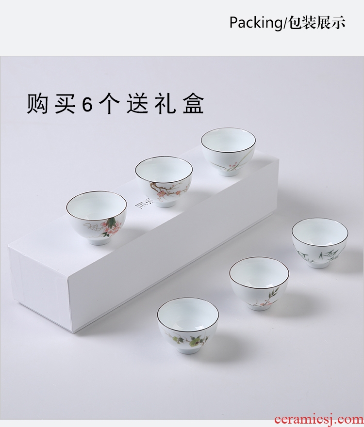 The Product porcelain remit dehua white porcelain jade round cup single ceramic tea cup sample tea cup personal master cup by hand