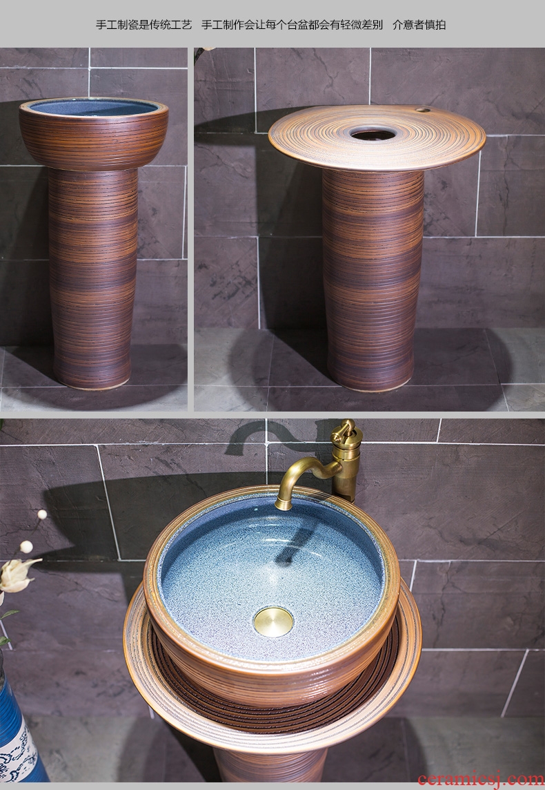 Pillar type toilet lavabo ceramics basin integrated industrial wind landing balcony toilet set the pool washing column basin