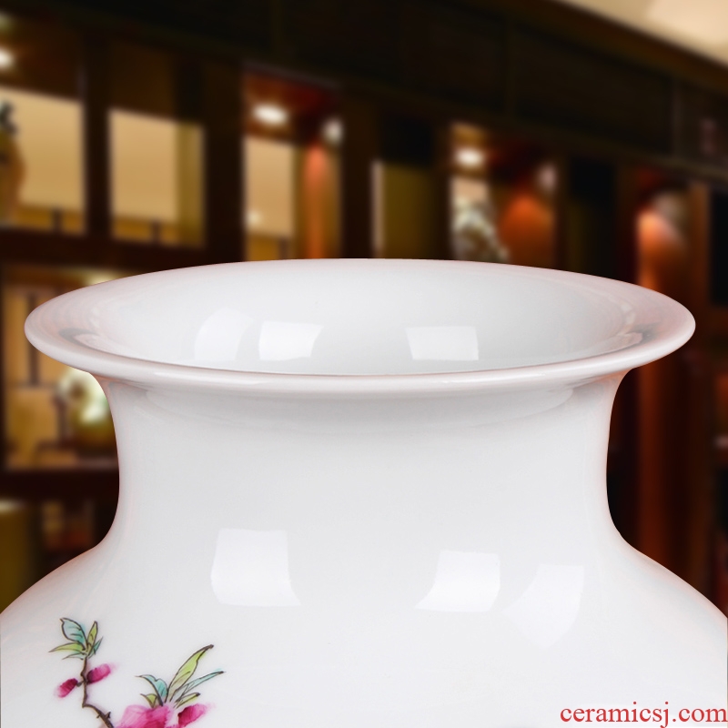 Famous Xia Guoan high - grade gift porcelain vase hand - made works of jingdezhen ceramics powder enamel peony bottle