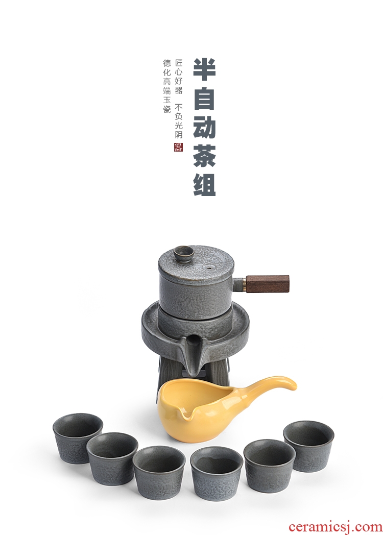 Quiet life tea set home stone mill creative ceramic teapot kung fu automatic lazy people make tea cups