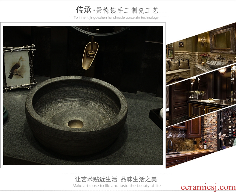 Ceramic sink basin sink the lavatory basin toilet stage basin round art restores ancient ways American