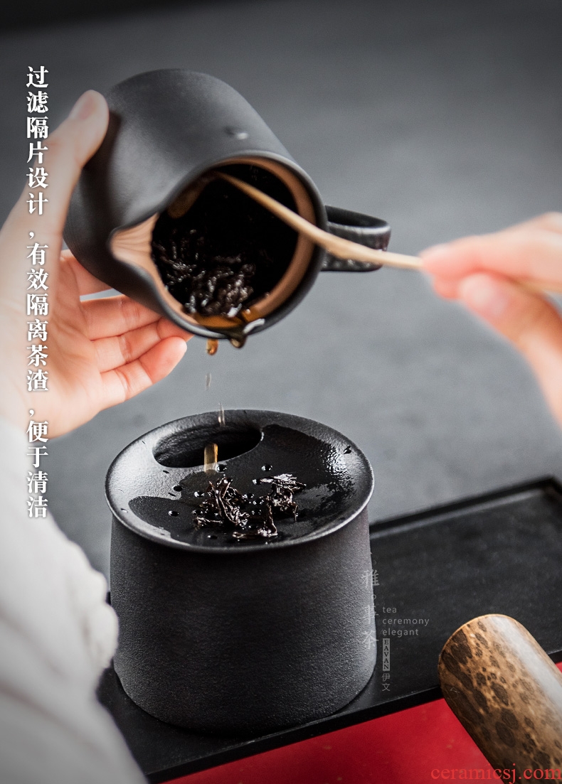 Black pottery built in hot water coarse pottery dross barrels ceramic mini cylinder in hot dry tea mercifully kung fu tea accessories