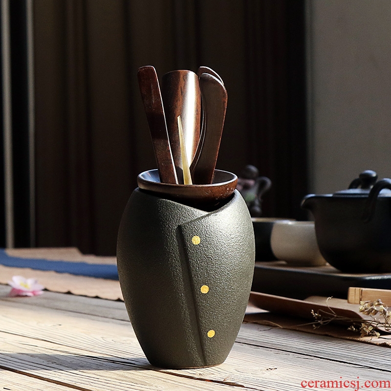 Chen xiang ceramic tea six gentleman kung fu tea sets accessories ChaGa black TanMengZong bamboo tea taking