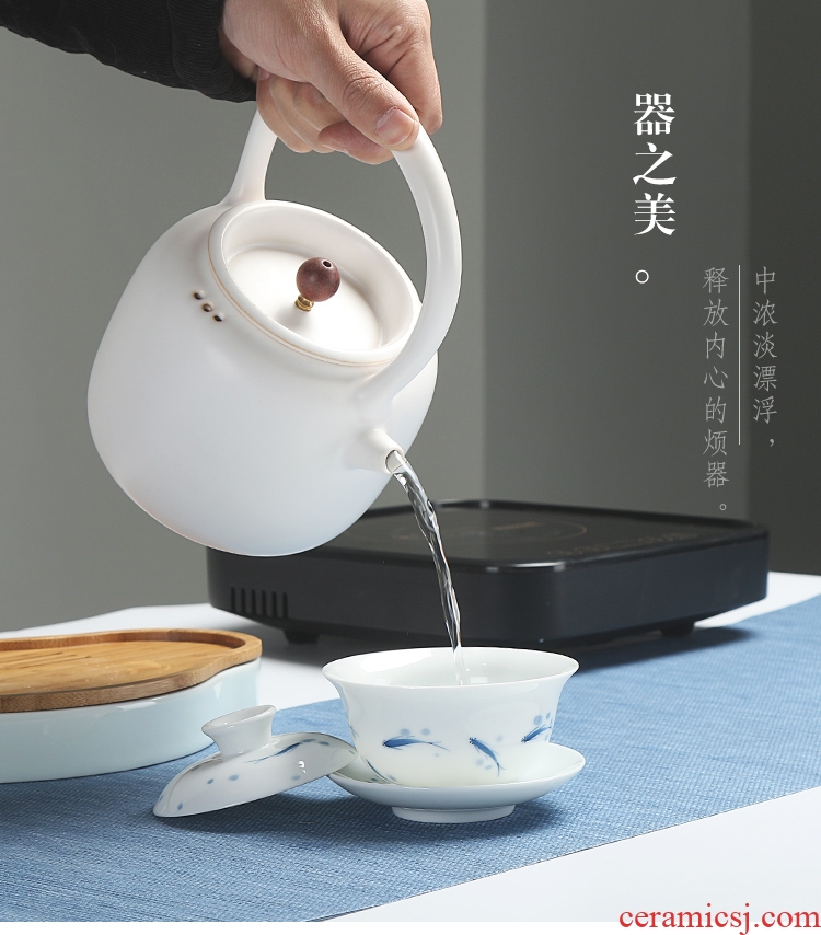 Quiet life in the white water jug kettle boiling kettle ceramic electric TaoLu teapot tea health household teapot