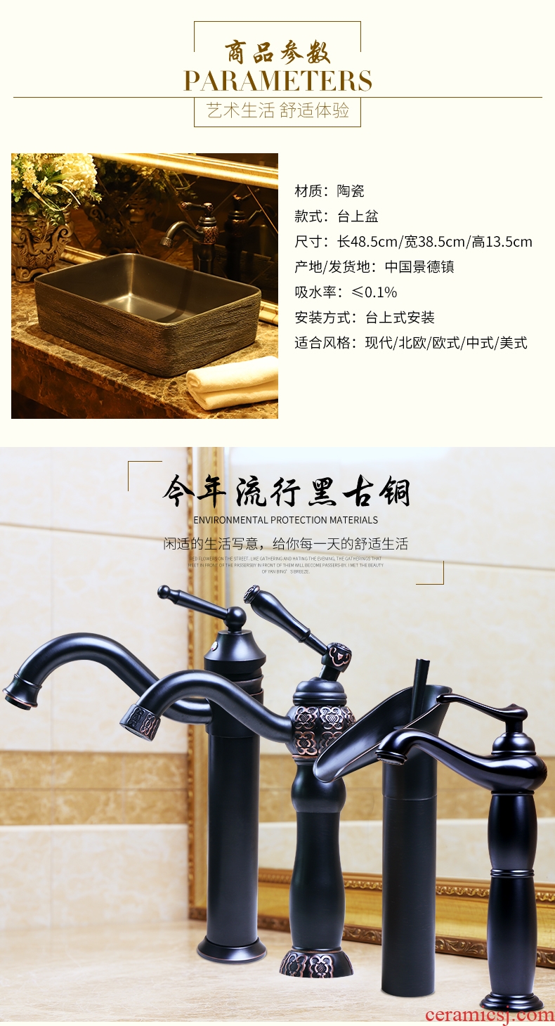 Square table basin of continental lavabo black frosted the basin that wash a face ceramic lavatory toilet wash gargle