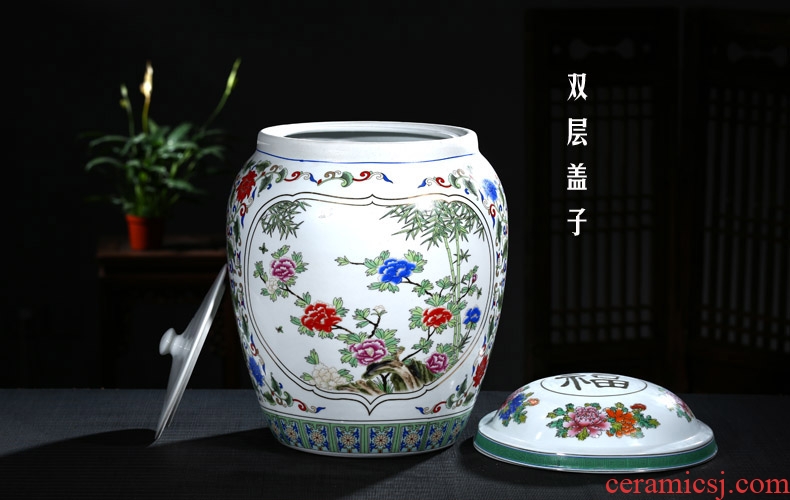 Jingdezhen ceramic urn burial articles large double cover ceramic cinerary urn burial removal tank of ashes