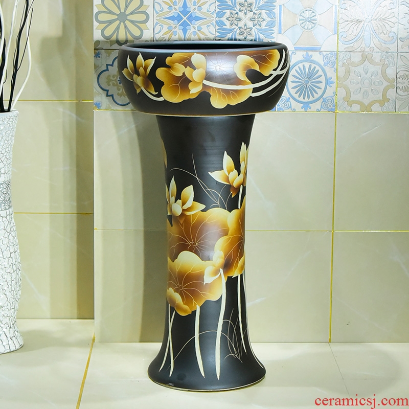 Art ceramic pillar lavabo circular toilet lavatory basin floor balcony household restoring ancient ways