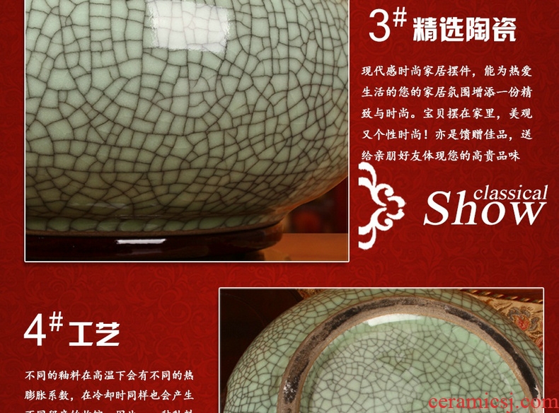 Archaize of jingdezhen ceramic up crack binaural head tortoise cylinder aquarium water shallow pot classical home furnishing articles