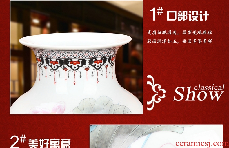 Jingdezhen ceramics powder enamel lotus fish idea gourd of large vases, modern Chinese style household crafts are set