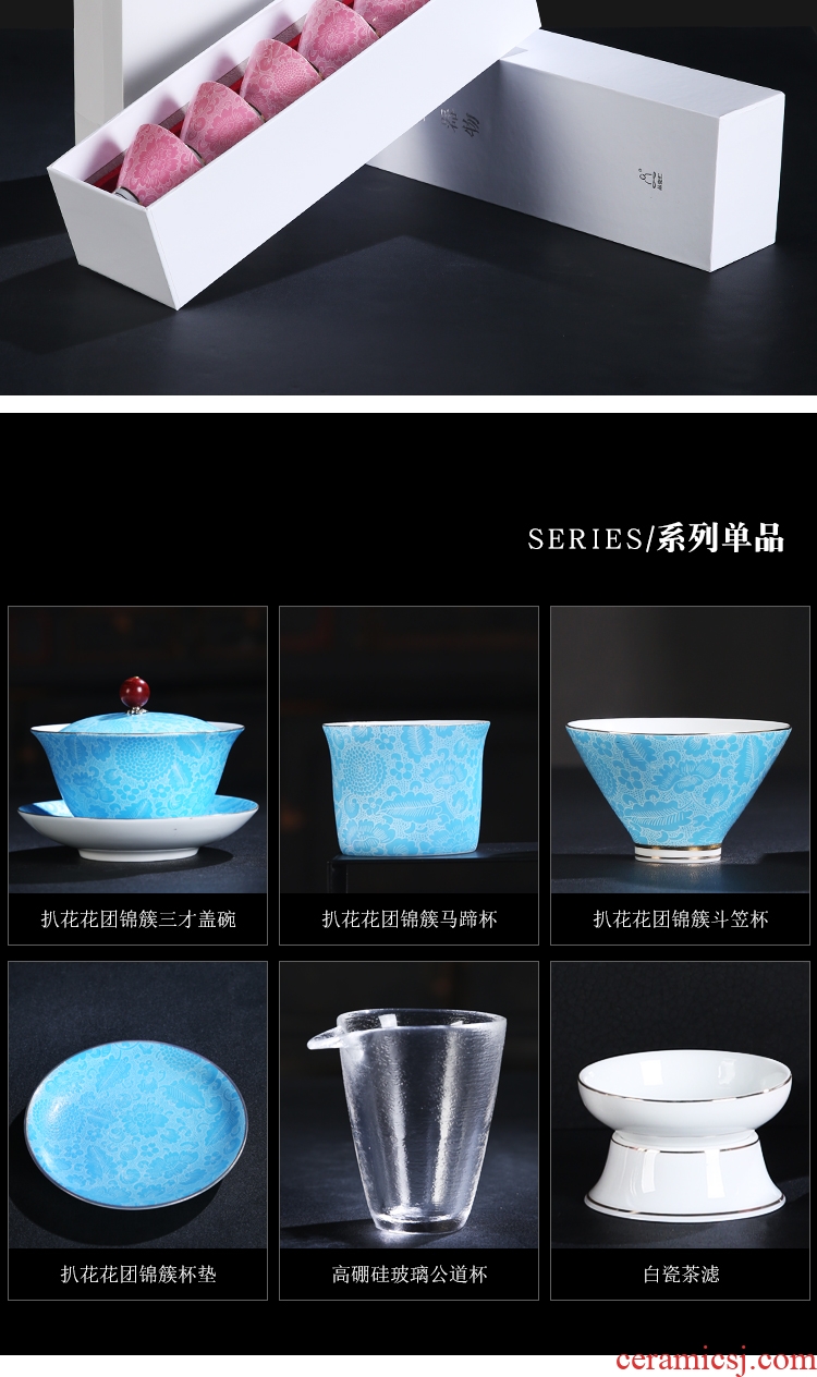 The Product porcelain sink steak famille rose porcelain sample tea cup tea gift box set 6 wsop cup perfectly playable cup cup group