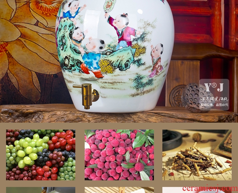 Jingdezhen ceramic jar 20 jins 30 jins 10 jins bottle barrels of wine bottle liquor jar of wine