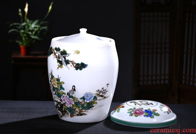 Jingdezhen ceramic urn burial articles large double cover ceramic cinerary urn burial removal tank of ashes