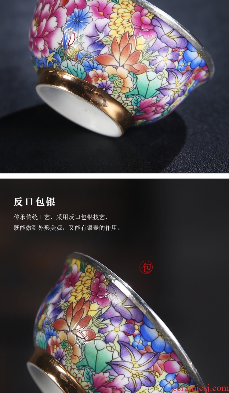 The Product porcelain send fine silver package porcelain single CPU excessive penetration porcelain silvering master cup colored enamel, grilled ceramic kung fu tea tea