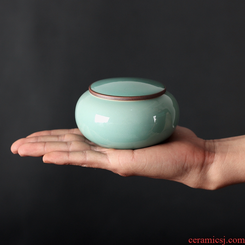 Ceramic tea pot seal storage tanks longquan celadon small portable tea caddy fixings household Ceramic POTS