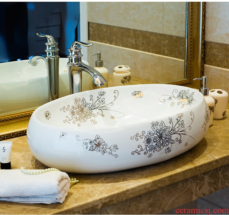 Household jingdezhen ceramic lavabo that defend bath the stage basin basin of continental basin basin contracted and I art