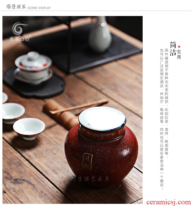 East west tea pot of ceramic tea pot small storage tank puer tea pot large ancient tea urn up tuan jar