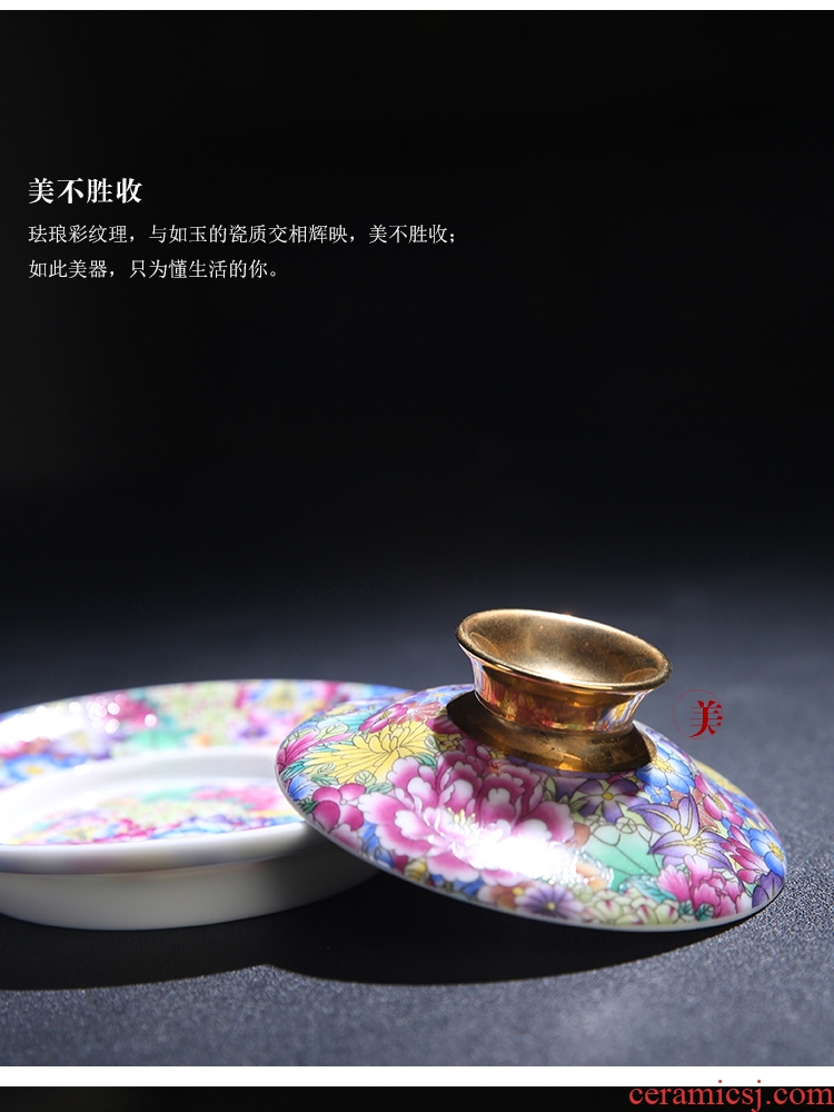 The Product of jingdezhen porcelain remit colored enamel see kung fu tea tea for tea tureen carpet of only three bowls